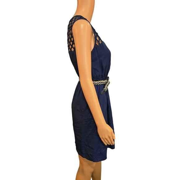 Sequin Hearts navy blue sleeveless dress with belt Medium - Picture 4 of 7